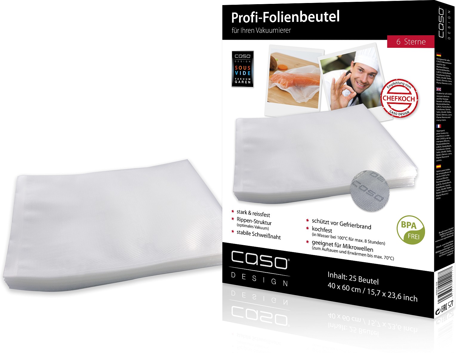 Bolsas para envasar al vacío Caso 40cm x 60cm * 25 Bolsas