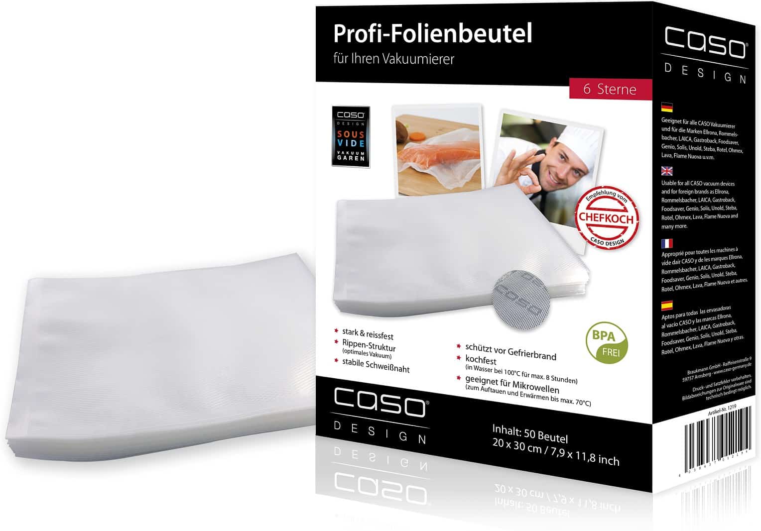 Bolsas para envasar al vacío Caso 20cm x 30cm * 50 Bolsas