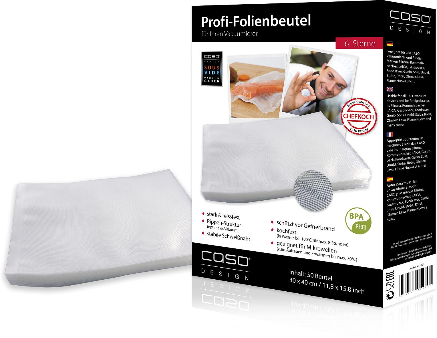 Bolsas para envasar al vacío Caso 30cmx40cm * 50 Bolsas