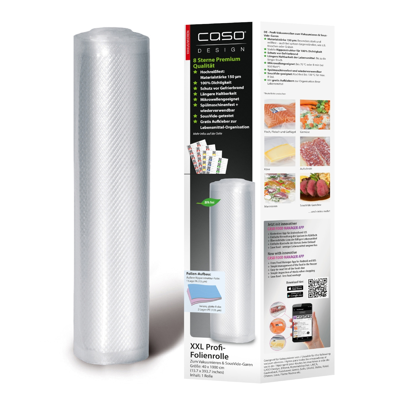 Rollo para envasar al vacío Caso 40cm x 1000cm * 1 Rollo